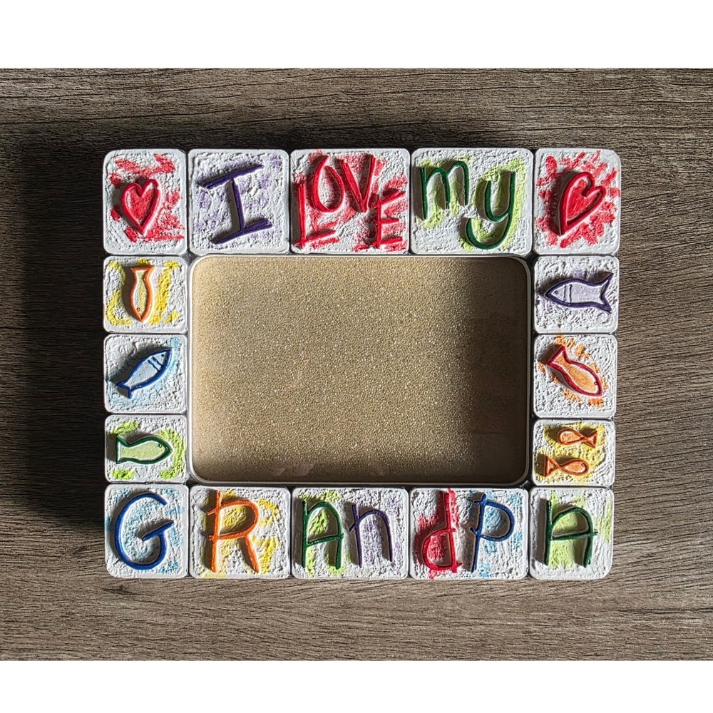 I Love My Grandpa Colorful Textured Resin Picture Frame 5X3.5 Tabletop Wall